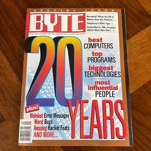 VINTAGE BYTE MAGAZINE - 20TH ANNIVERSARY - SEPTEMBER 1995